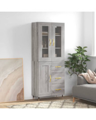 Buffet haut Sonoma gris 69,5x34x180 cm Bois d'ingénierie | Mobilier & Déco