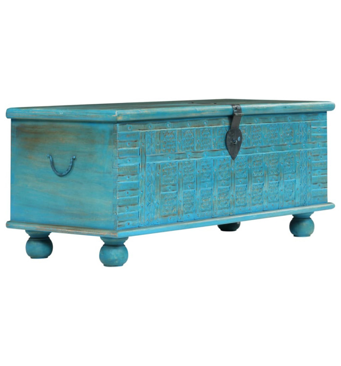 Coffre de rangement Bois de manguier massif 100x40x41 cm Bleu | Mobilier & Déco