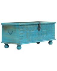 Coffre de rangement Bois de manguier massif 100x40x41 cm Bleu | Mobilier & Déco
