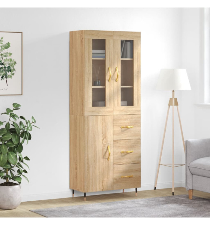Buffet haut Chêne sonoma 69,5x34x180 cm Bois d'ingénierie | Mobilier & Déco