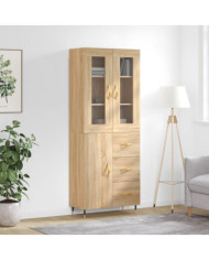 Buffet haut Chêne sonoma 69,5x34x180 cm Bois d'ingénierie | Mobilier & Déco