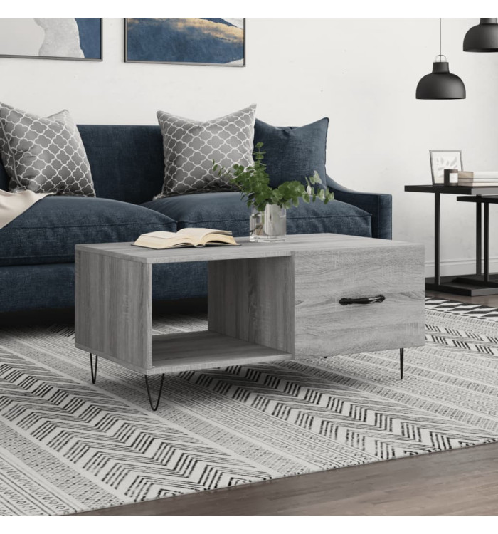 Table basse sonoma gris 90x50x40 cm bois d'ingénierie | Mobilier & Déco