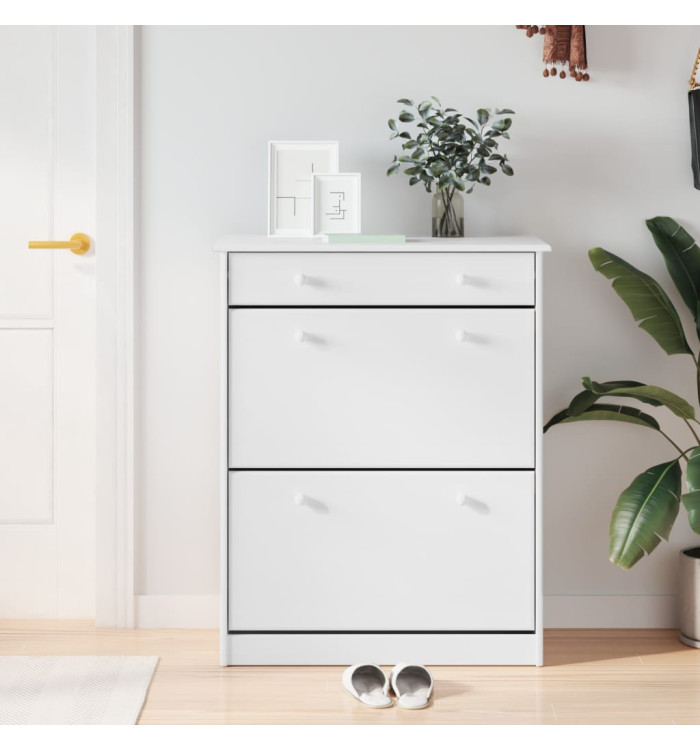 Armoire à chaussures ALTA blanc 77x35x96 cm bois massif de pin | Mobilier & Déco