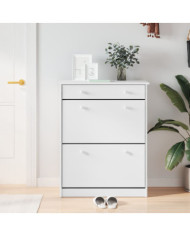 Armoire à chaussures ALTA blanc 77x35x96 cm bois massif de pin | Mobilier & Déco