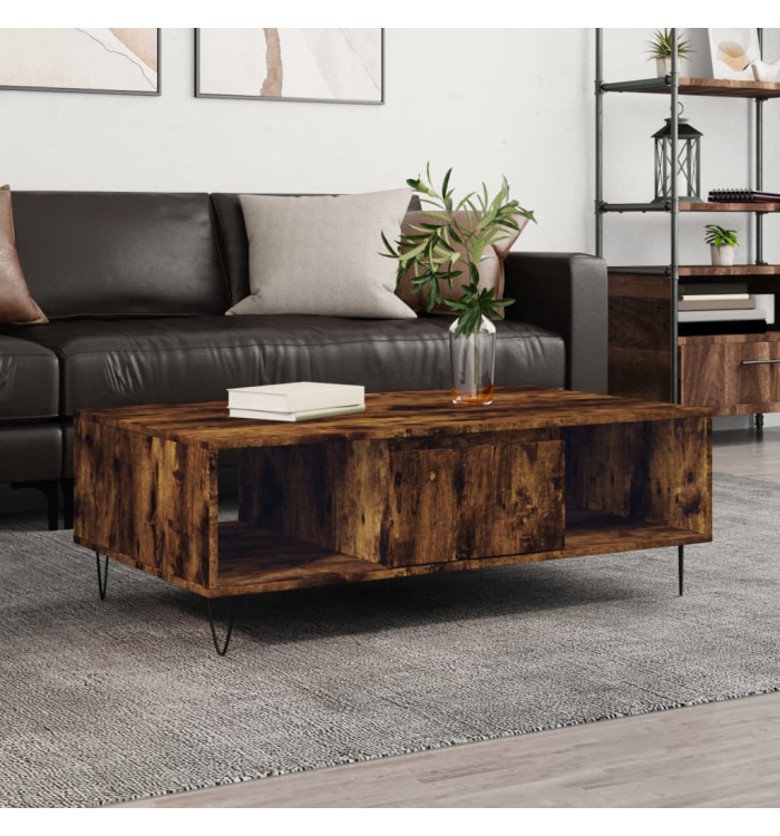 Table basse chêne fumé 104x60x35 cm bois d'ingénierie | Mobilier & Déco
