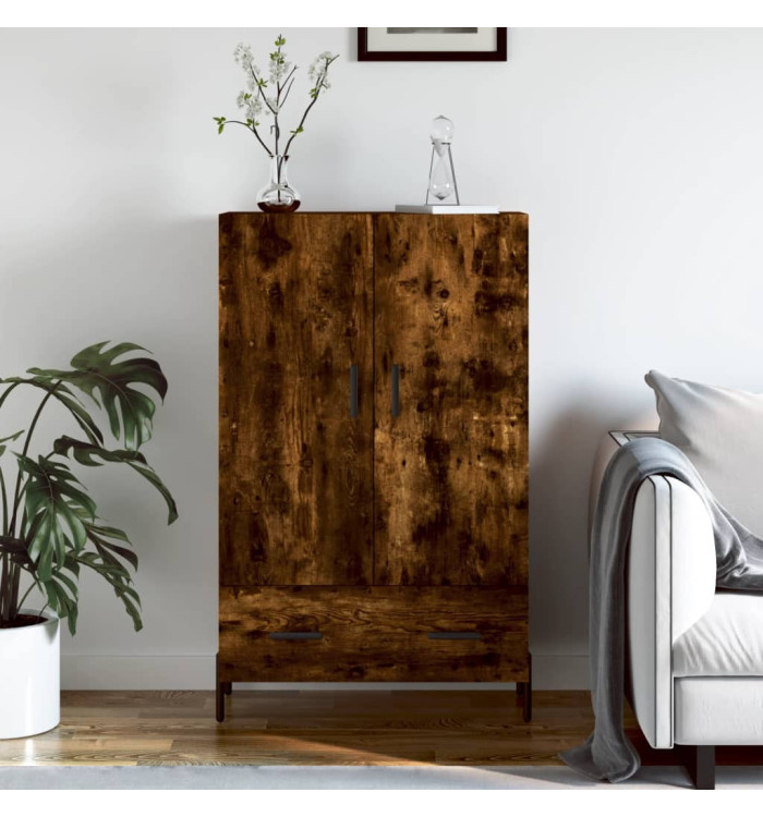 Buffet haut chêne fumé 69,5x31x115 cm bois d'ingénierie | Mobilier & Déco