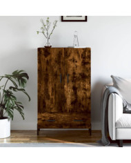 Buffet haut chêne fumé 69,5x31x115 cm bois d'ingénierie | Mobilier & Déco