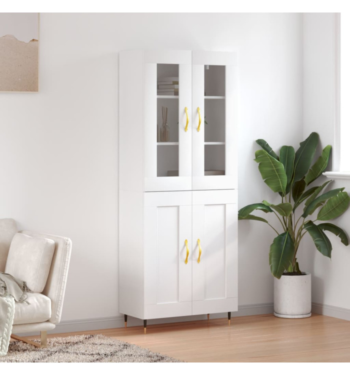Buffet haut Blanc 69,5x34x180 cm Bois d'ingénierie | Mobilier & Déco