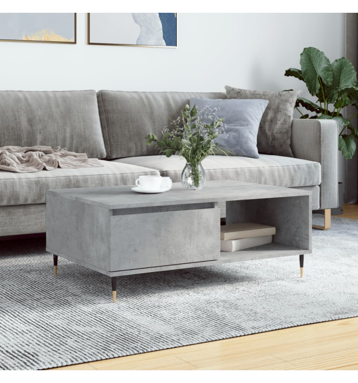Table basse gris béton 90x60x35 cm bois d'ingénierie | Mobilier & Déco