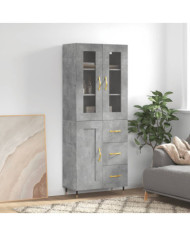 Buffet haut Gris béton 69,5x34x180 cm Bois d'ingénierie | Mobilier & Déco