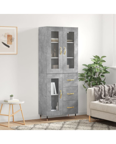 Buffet haut Gris béton 69,5x34x180 cm Bois d'ingénierie | Mobilier & Déco