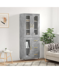 Buffet haut Gris béton 69,5x34x180 cm Bois d'ingénierie | Mobilier & Déco