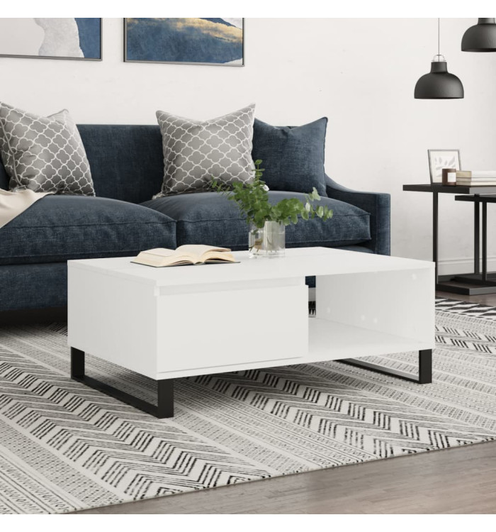 Table basse blanc 90x60x35 cm bois d'ingénierie | Mobilier & Déco