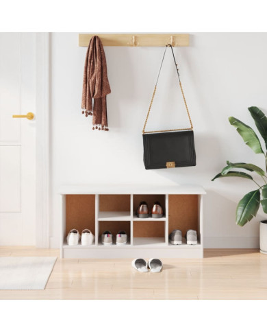 Banc à chaussures ALTA blanc 100x35x45 cm bois massif de pin | Mobilier & Déco