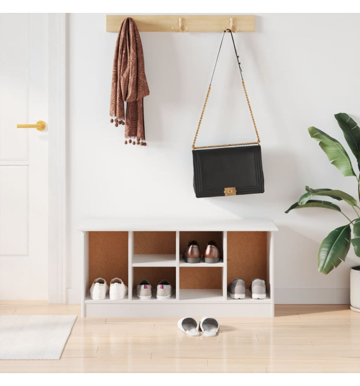 Banc à chaussures ALTA blanc 100x35x45 cm bois massif de pin | Mobilier & Déco