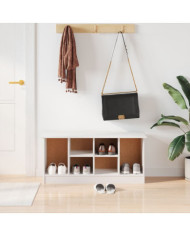 Banc à chaussures ALTA blanc 100x35x45 cm bois massif de pin | Mobilier & Déco
