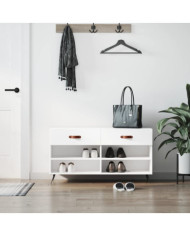 Banc à chaussures blanc 102x35x55 cm bois d'ingénierie | Mobilier & Déco