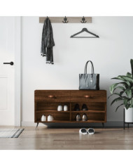 Banc à chaussures chêne marron 102x35x55 cm bois d'ingénierie | Mobilier & Déco