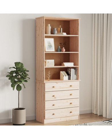 Bibliothèque avec tiroirs ALTA 77x35x186,5cm bois massif de pin | Mobilier & Déco