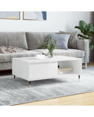 Table basse blanc brillant 90x60x35 cm bois d'ingénierie | Mobilier & Déco