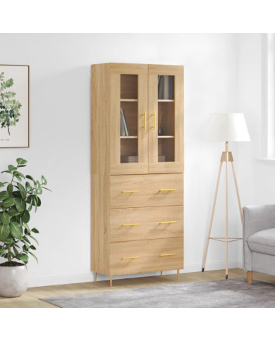 Buffet haut Chêne sonoma 69,5x34x180 cm Bois d'ingénierie | Mobilier & Déco