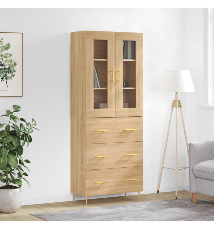 Buffet haut Chêne sonoma 69,5x34x180 cm Bois d'ingénierie | Mobilier & Déco