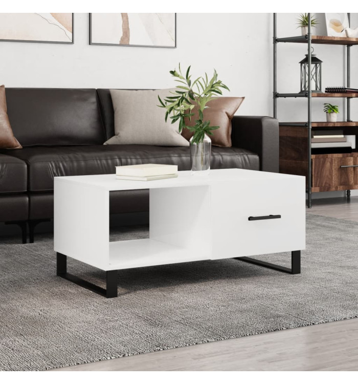 Table basse Blanc brillant 90x50x40 cm Bois d'ingénierie | Mobilier & Déco