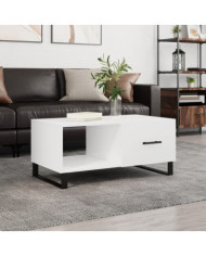 Table basse Blanc brillant 90x50x40 cm Bois d'ingénierie | Mobilier & Déco