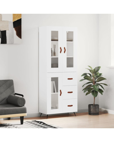 Buffet haut Blanc 69,5x34x180 cm Bois d'ingénierie | Mobilier & Déco