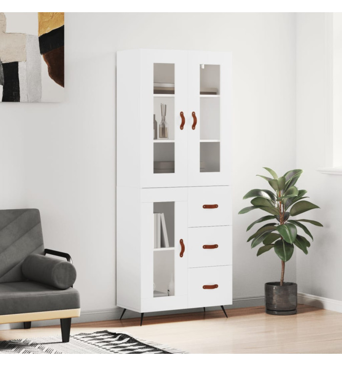 Buffet haut Blanc 69,5x34x180 cm Bois d'ingénierie | Mobilier & Déco