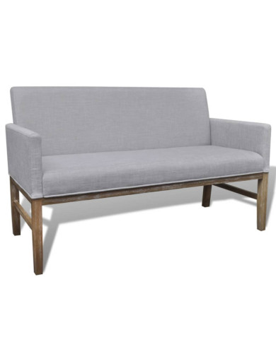 Banc avec coussin rembourré tissu hévéa gris clair | Mobilier & Déco