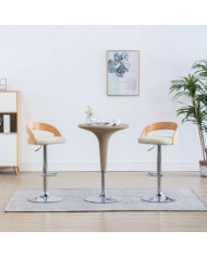 Tabourets de bar lot de 2 crème similicuir et bois courbé | Mobilier & Déco