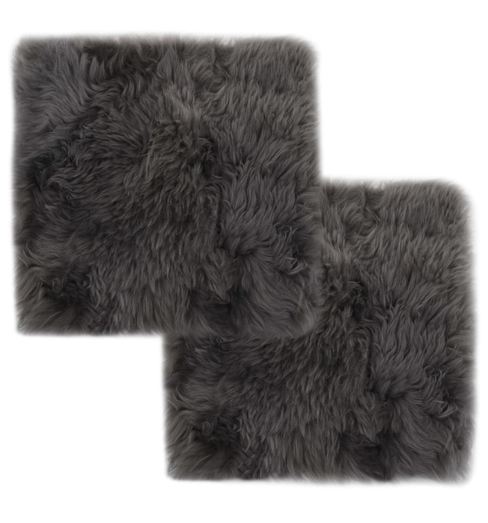 Coussins de chaise lot de 2 Gris clair 40x40cm Mouton véritable | Mobilier & Déco