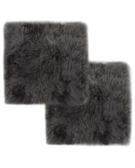 Coussins de chaise lot de 2 Gris clair 40x40cm Mouton véritable | Mobilier & Déco