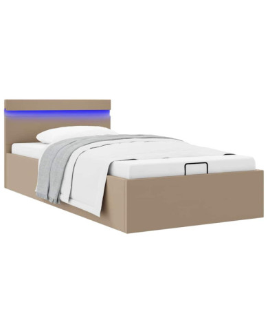 Cadre de lit à rangement hydraulique et LED similicuir 90x200cm | Mobilier & Déco