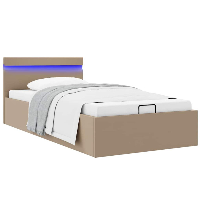 Cadre de lit à rangement hydraulique et LED similicuir 90x200cm | Mobilier & Déco
