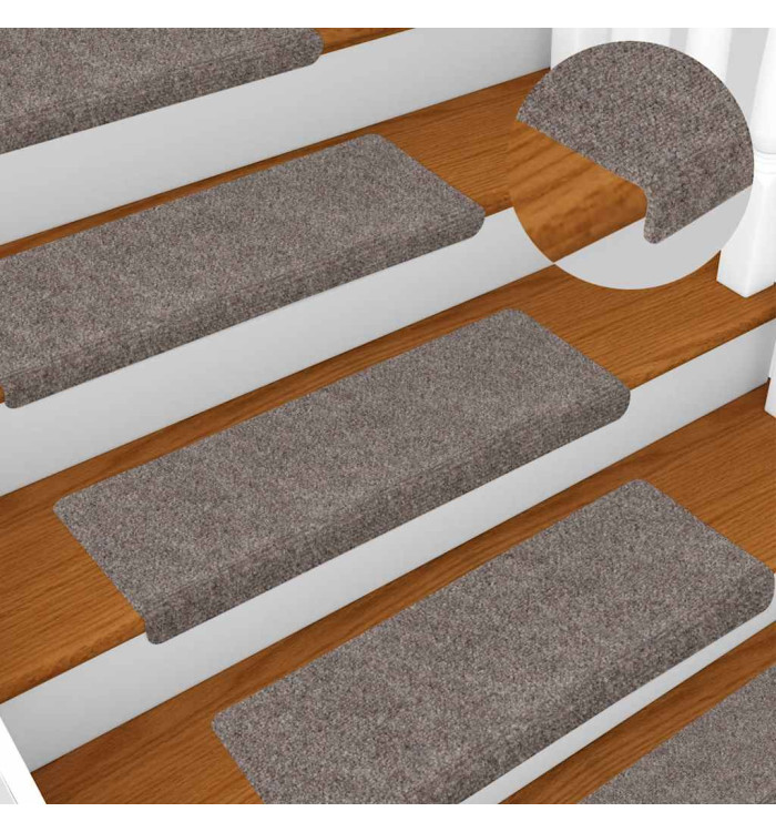 Tapis d'escalier 15 pcs Tissu aiguilleté 65x21x4 cm Crème | Mobilier & Déco