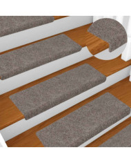 Tapis d'escalier 15 pcs Tissu aiguilleté 65x21x4 cm Crème | Mobilier & Déco