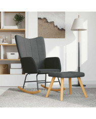 Chaise à bascule avec tabouret Gris foncé Tissu | Mobilier & Déco