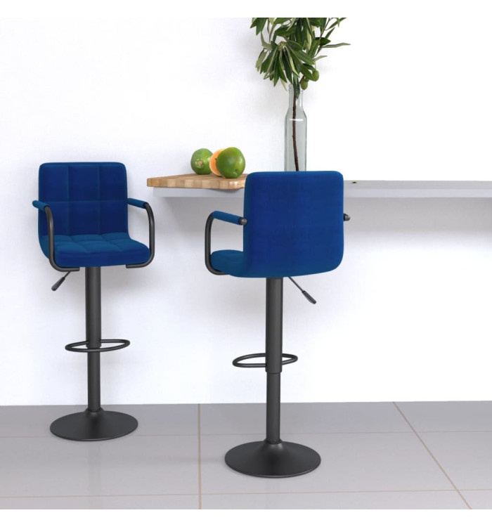 Tabourets de bar lot de 2 bleu tissu | Mobilier & Déco