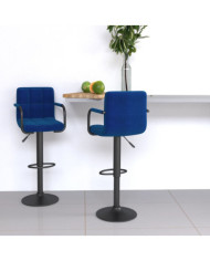 Tabourets de bar lot de 2 bleu tissu | Mobilier & Déco