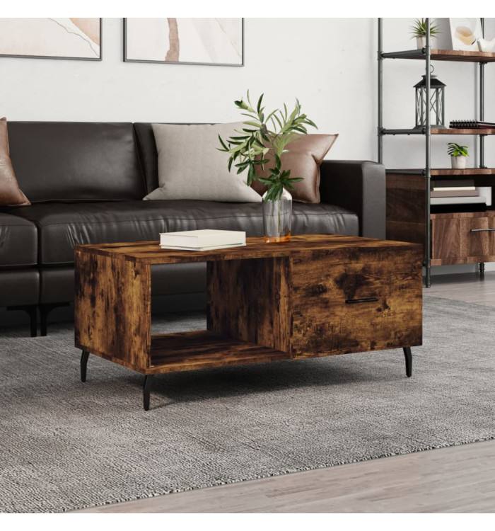 Table basse chêne fumé 90x50x40 cm bois d'ingénierie | Mobilier & Déco