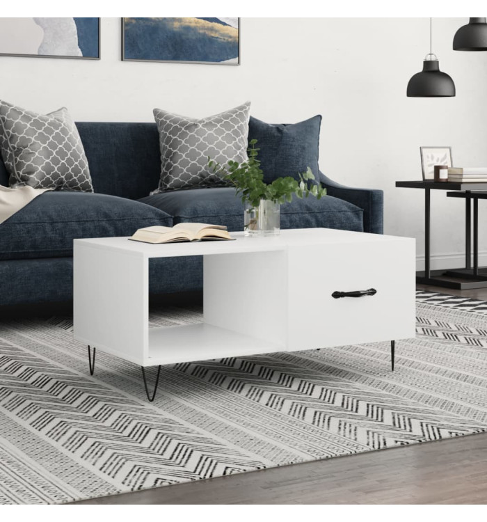 Table basse blanc 90x50x40 cm bois d'ingénierie | Mobilier & Déco