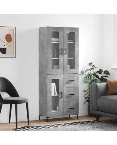 Buffet haut Gris béton 69,5x34x180 cm Bois d'ingénierie | Mobilier & Déco