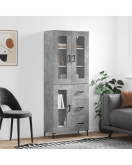 Buffet haut Gris béton 69,5x34x180 cm Bois d'ingénierie | Mobilier & Déco