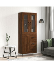 Buffet haut Chêne marron 69,5x34x180 cm Bois d'ingénierie | Mobilier & Déco