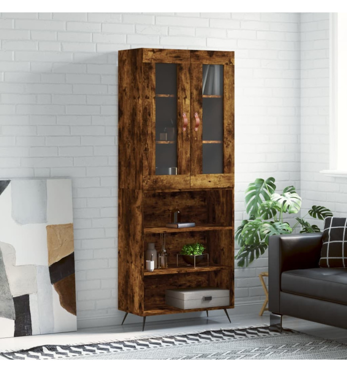 Buffet haut Chêne fumé 69,5x34x180 cm Bois d'ingénierie | Mobilier & Déco