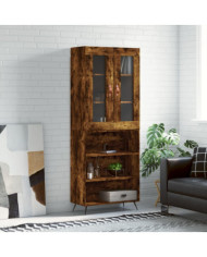 Buffet haut Chêne fumé 69,5x34x180 cm Bois d'ingénierie | Mobilier & Déco