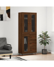Buffet haut Chêne marron 69,5x34x180 cm Bois d'ingénierie | Mobilier & Déco