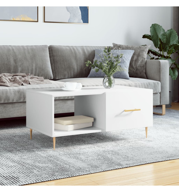 Table basse blanc 90x50x40 cm bois d'ingénierie | Mobilier & Déco